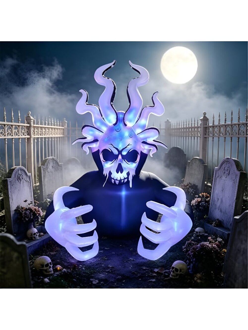 SEASONBLOW 6 Ft Halloween Inflatable Skeleton Octopus Grim Reaper Decor
